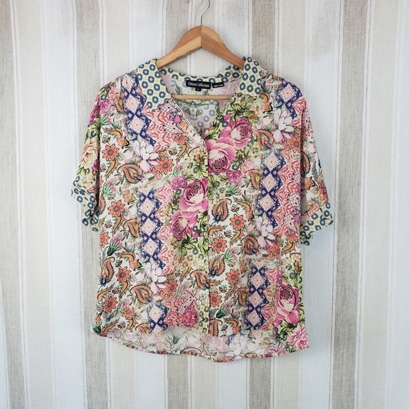 Vintage Tolani Collection Boxy Fit Boho Blouse Size Large‎ - Picture 1 of 11